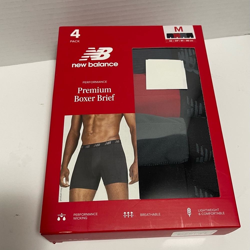 New Balance Men's Black and Gray Boxer Briefs - 4 Pack size M